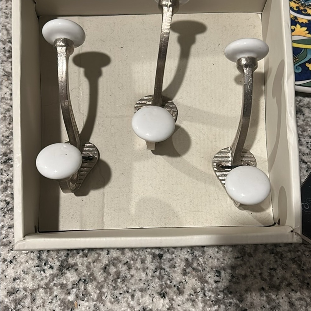 Elegant White and Silver Wall Hooks